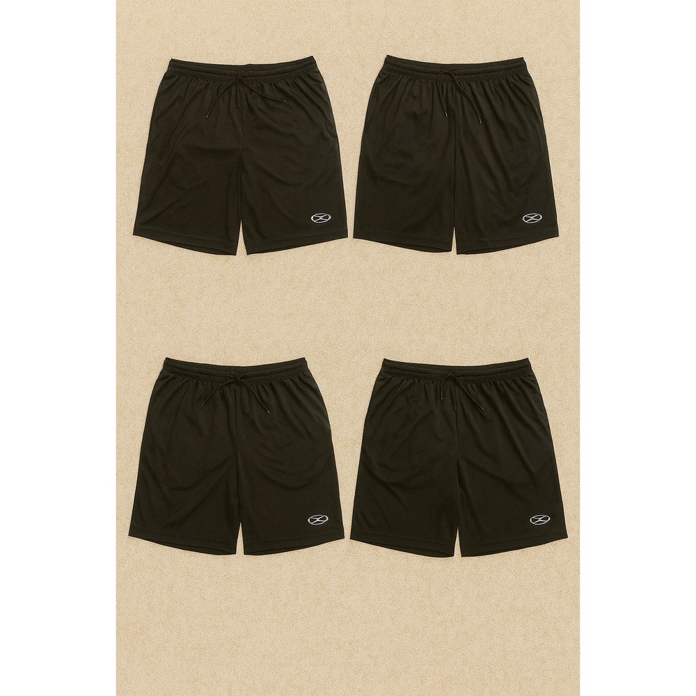 NEW Lot of 4‎ Xara Youth M Black 100% Polyester Athletic Soccer Shorts